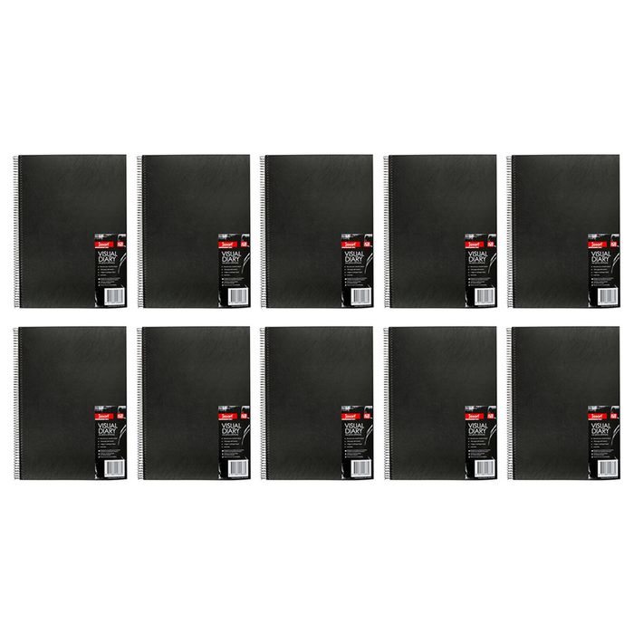 10x Jasart Single A5 Wire Bound Visual Diary 60-sheets Writing Stationery Black