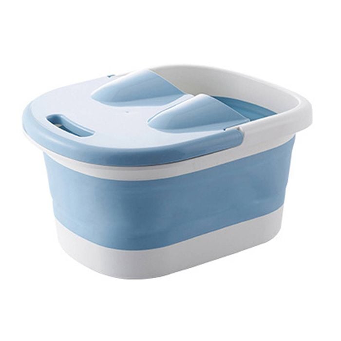 Foot Spa Water Pedicure Foldable Bucket Folding Massage Footbath Soaking Basin (Blue)