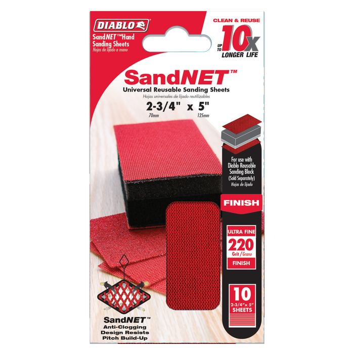 Diablo 220 Grit SandNet Finish Sanding Sheets - 10 Pack