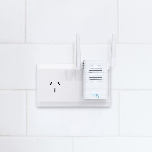 Chime unit for a doorbell plugged into a power socket indoors