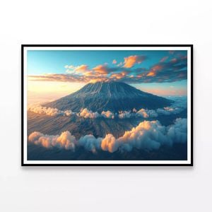 Clouds Around Mount Kilimanjaro  Print 100% Australian Made 120x90cm  (poster)