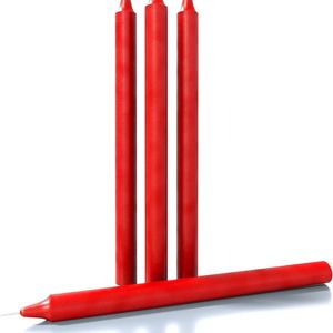 4x Tapered Dinner  Unscented Taper Wedding Candle 25cm in Red