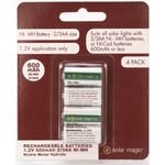 Solar Magic AA 600mAh 2/3 Ni-Mh Rechargeable Batteries - 4 Pack