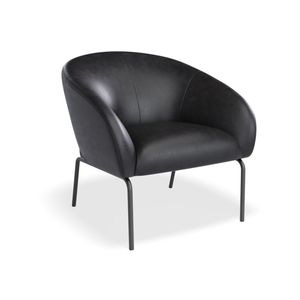 Solace Armchair - Vintage Black Vegan Leather - Matt Black Legs