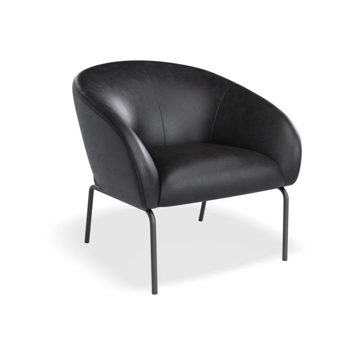 Solace Armchair - Vintage Black Vegan Leather - Matt Black Legs