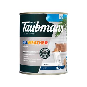 Taubmans 1L White Matt All Weather Exterior Paint