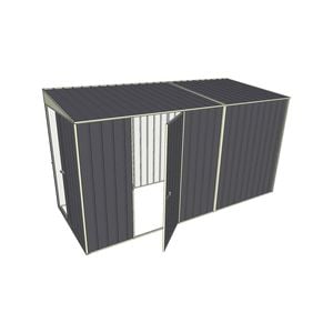 Build-a-Shed 1.5 x 3.7 x 2m Sliding Door Tunnel Shed with Hinged Side Door - Grey