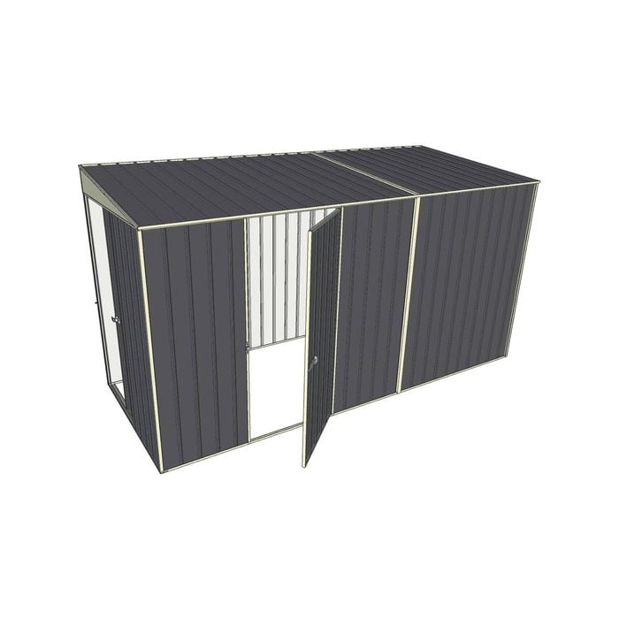 Build-a-Shed 1.5 x 3.7 x 2m Sliding Door Tunnel Shed with Hinged Side Door - Grey
