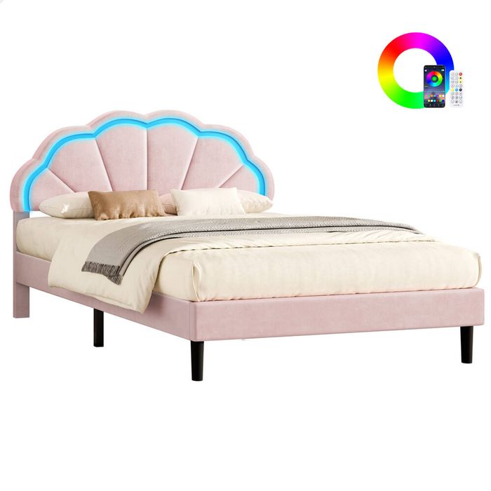 ALFORDSON Bed Frame Queen LED Adjustable Headboard Pink