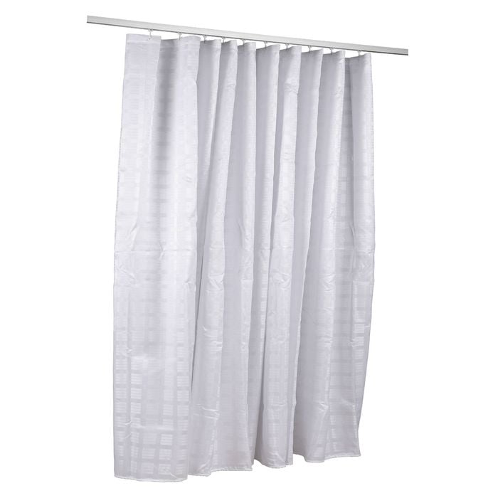 Metlam Australia 3000mm x 2000mm White Box Stripe Polyester Shower Curtain