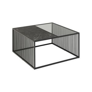 Modern Furniture STRINGTON Square Coffee Table 80cm - Black Marble Effect