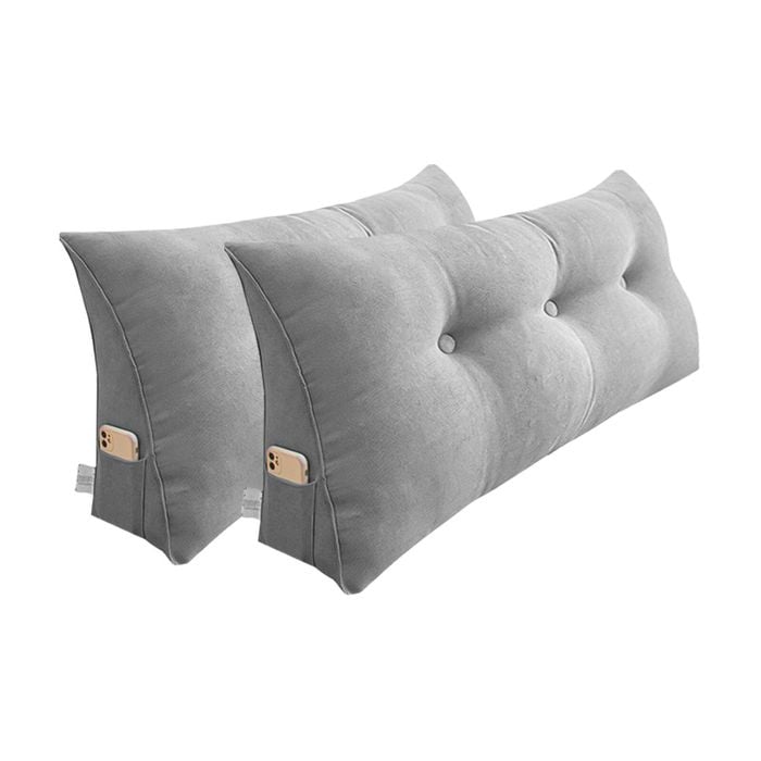 SOGA 2x 100cm Silver Wedge Pillows
