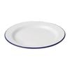 Olympia Enamel Dinner Plates Classic White Blue Rim 300mm 6 Pack Outdoor Picnic Tableware