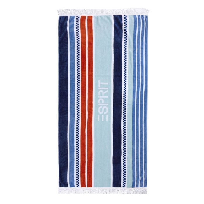 Esprit Cotton Beach/Bath Towel Stripe Terry Reverse 80x160cm Sunscape Cobalt