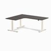 Desky L-Shape Melamine Sit Stand Desk Wheat Frame 180x150cm Left Return