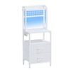 Ufurniture Bedside Table With Drawers And Open Storage Shelves Charging Station Led Lights White