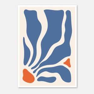 Galrie Stunning Modern Abstract Blue and Orange Art Print for Contemporary Spaces, Poster Only, A0 84 x 119cm (33 X 47inch)