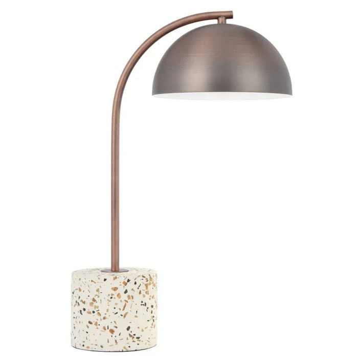 Telbix Ortez Vintage Table Desk Lamp Light Metal Terrazzo Bronze White Terrazzo