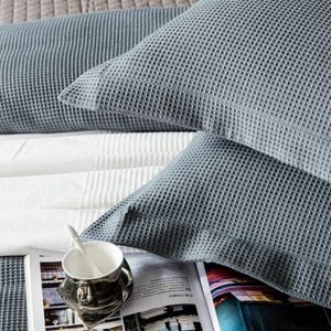 CottonMore 2pcs of 100% Cotton Grey Waffle Pillowcases 48x73cm