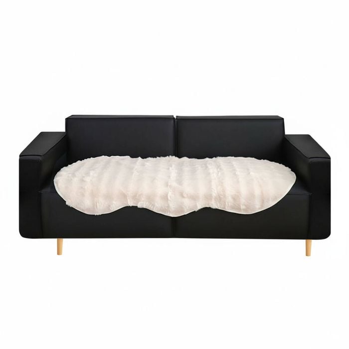 SOGA Four-seater White Faux Fur Throw Blanket 90x260cm Polyester
