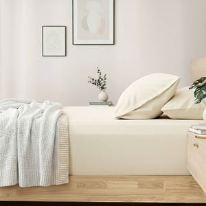 Renee Taylor 400TC Cotton Fitted Sheet & Pillowcase Set Vanilla Single