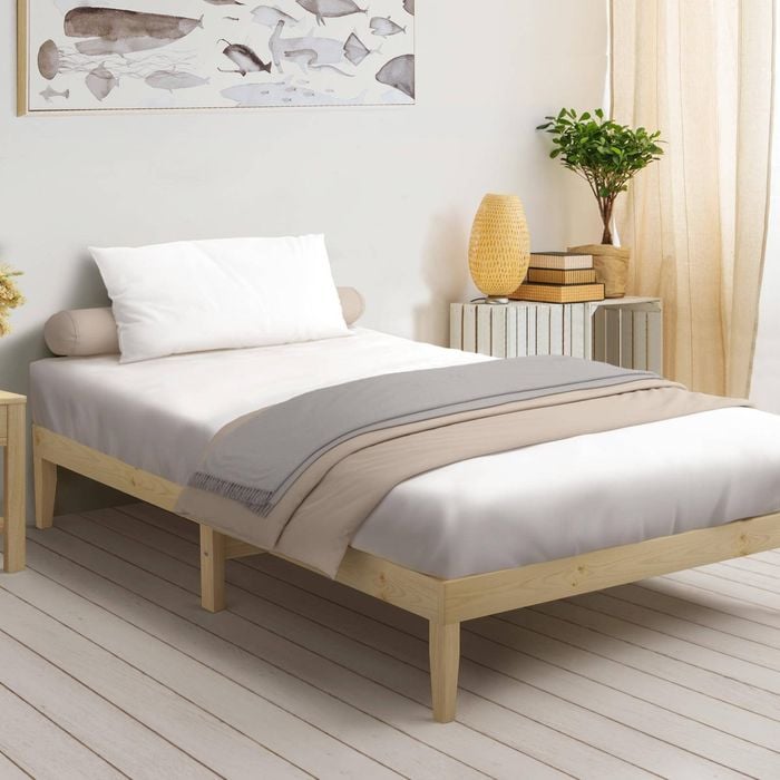 Oikiture Bed Frame Single Size Wooden Pine Timber Bedroom Furniture