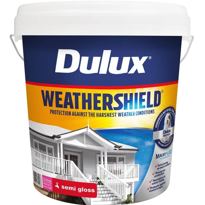 Dulux 10L Exterior Paint Weathershield Semi Gloss Extra Bright Exterior Paint