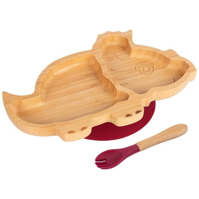 Bamboo Dinosaur Baby Weaning Plate & Fork Set