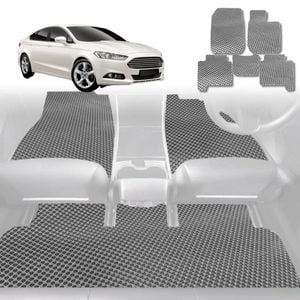 6D Diamond Car Floor Mats for Ford Mondeo 2015-2019 Wagon-Full Set-Grey-Outback GT