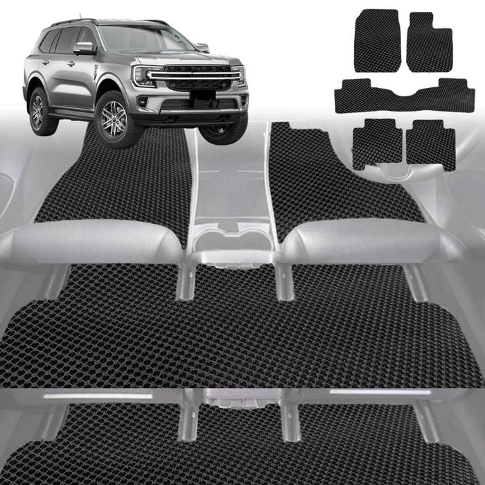 6D Diamond Car Floor Mats for Ford Everest 2022-Current-Ultimate Set-Black-Outback GT