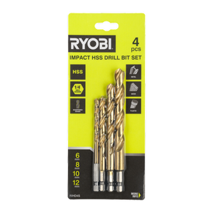 Ryobi 4 Piece Impact HSS Drill Bit Set