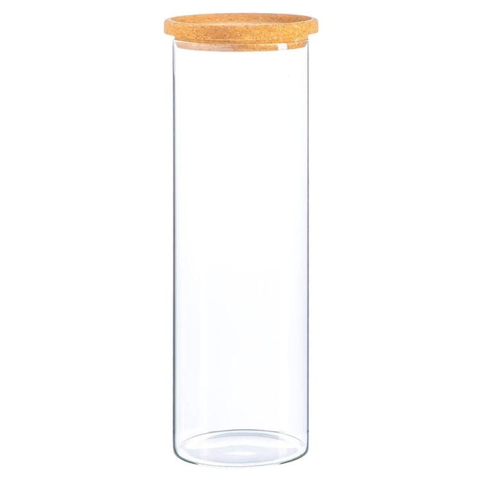 Argon Tableware Glass Storage Jar - Cork Lid - 2 Litre - Modern Round Scandi Organisation Container Glass Jar