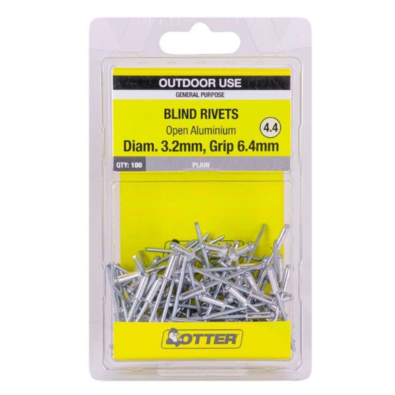 Otter 3.2 x 6.4mm Open Aluminium Blind Rivets - 100 Pack product image