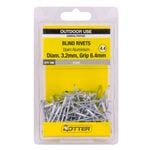 Otter 3.2 x 6.4mm Open Aluminium Blind Rivets - 100 Pack
