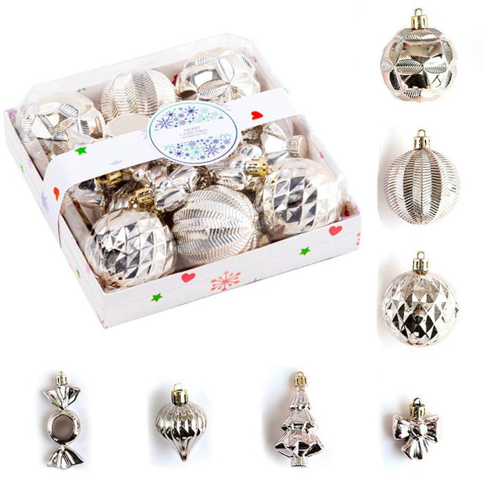 Catzon 28 Pcs Christmas Tree Ornaments Including Candy Snowflake Shaped for Holiday-Champagne