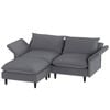 Advwin 160cm Loveseat Sofa with Ottoman Corduroy Sectional Couch with Adjustable Backrest & Armrest Grey