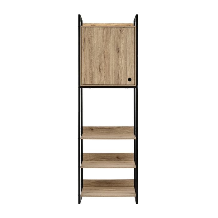 Design Square Jesse Tall Display 3-Shelves Cupboard StorageCabinet 1-Door Natural/Black