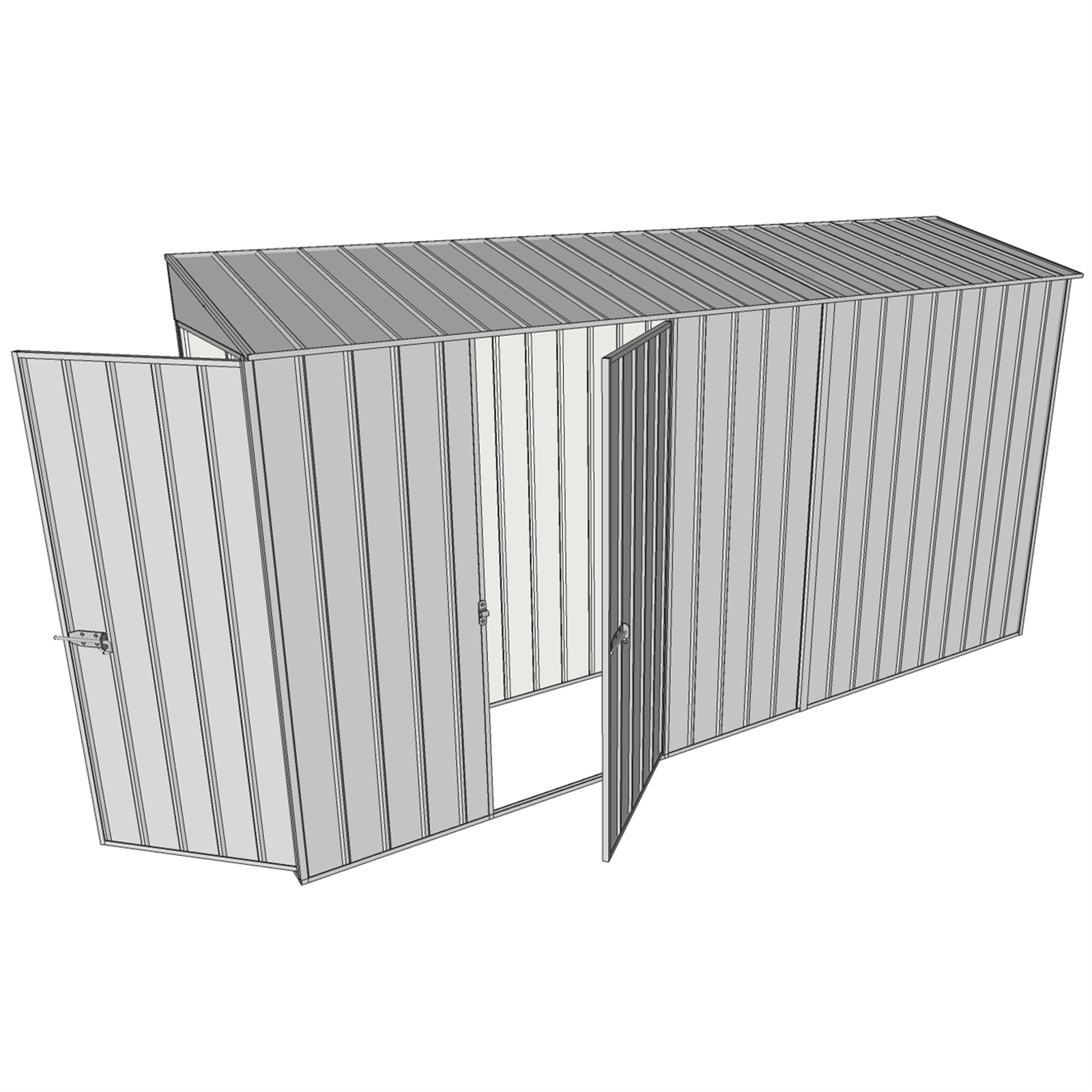 Build-a-Shed 0.8 x 3.7 x 2m Skillion Single Hinged Door Shed with Single Hinged Side Door - Zinc