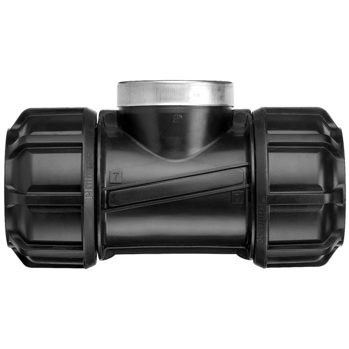 Philmac Metric 25mm x 25m x 1" Poly x Poly x FI BSP Pipe Tee