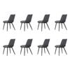 Familand Dining Chairs Set of 8 Padded Seat Kitchen Living Room Chair Leather in Black