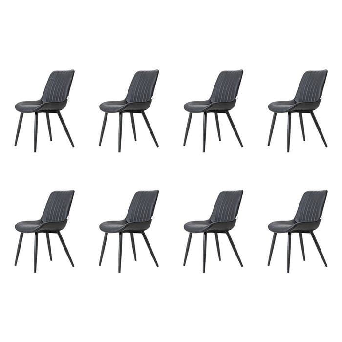 Familand Dining Chairs Set of 8 Padded Seat Kitchen Living Room Chair Leather in Black