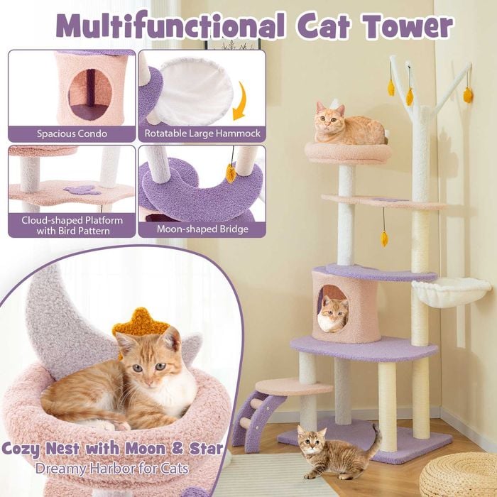 Costway 158cm Cat Tower Tree Scratching Posts Cat Condo House