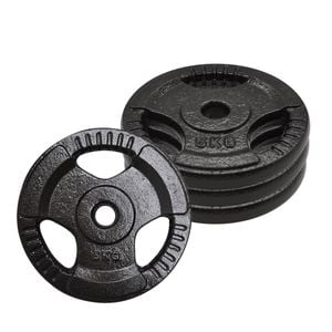 4 Pack of 5kg - Total 20kg Standard Cast Iron Hammertone Weight Plates Set - 26.5mm hole