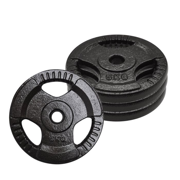 4 Pack of 5kg - Total 20kg Standard Cast Iron Hammertone Weight Plates Set - 26.5mm hole