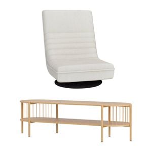 Artiss Swivel Floor Chair & Tv Entertainment Unit With Storage Shelf Set
