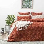 Park Avenue Medallion Cotton Vintage Washed Tufted Auburn Quilt Cover Set
