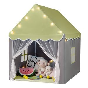 Costway Kids Play Tent Large Playhouse Castle W/star Lights Green