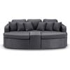 Noosa Outdoor Wicker 4 Piece Modular Garden Daybed Charcoal & Denim Grey Cushions