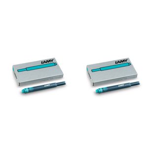 2x 5pc Lamy Hangsell T10 Fountain Ink Plastic Cartridges Moderate Flow Turquoise