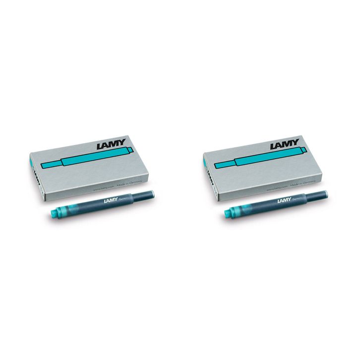 2x 5pc Lamy Hangsell T10 Fountain Ink Plastic Cartridges Moderate Flow Turquoise